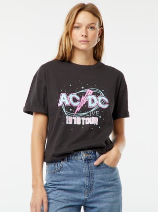 Wijd T-shirt met 'AC/DC'-print