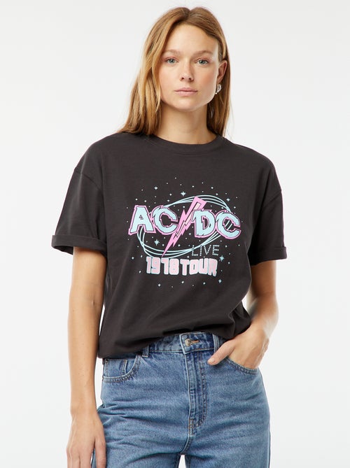 Wijd T-shirt met 'AC/DC'-print - Kiabi