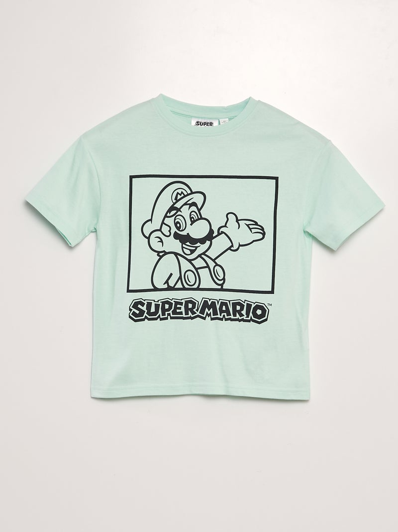 Wijd T-shirt met 'Mario'-print GROEN - Kiabi