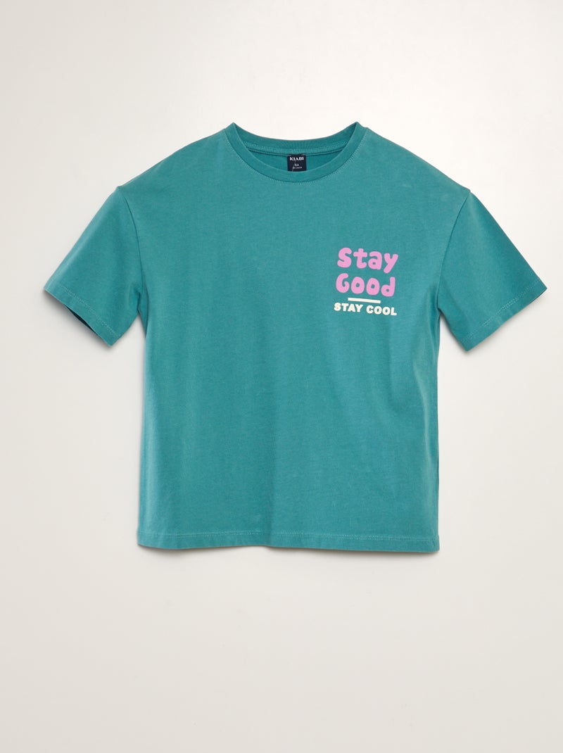 Wijd T-shirt met print BLAUW - Kiabi