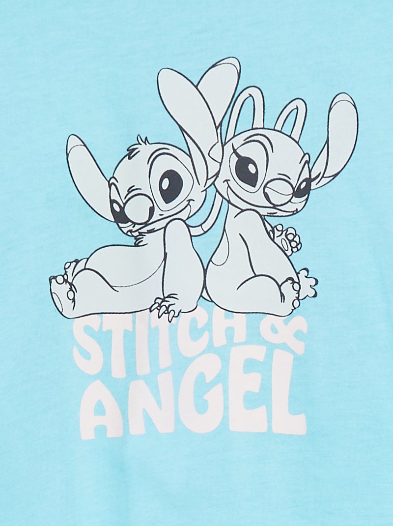 Wijd T-shirt met Stitch-print Blauw - Kiabi