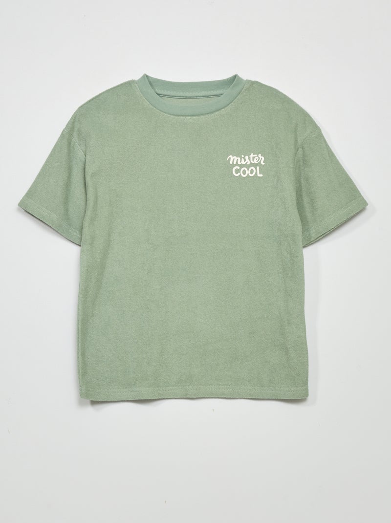 Wijd T-shirt van badstof met korte mouw GROEN - Kiabi