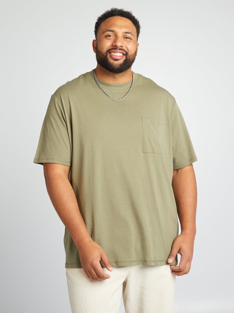 Wijd T-shirt van effen jersey groen - Kiabi