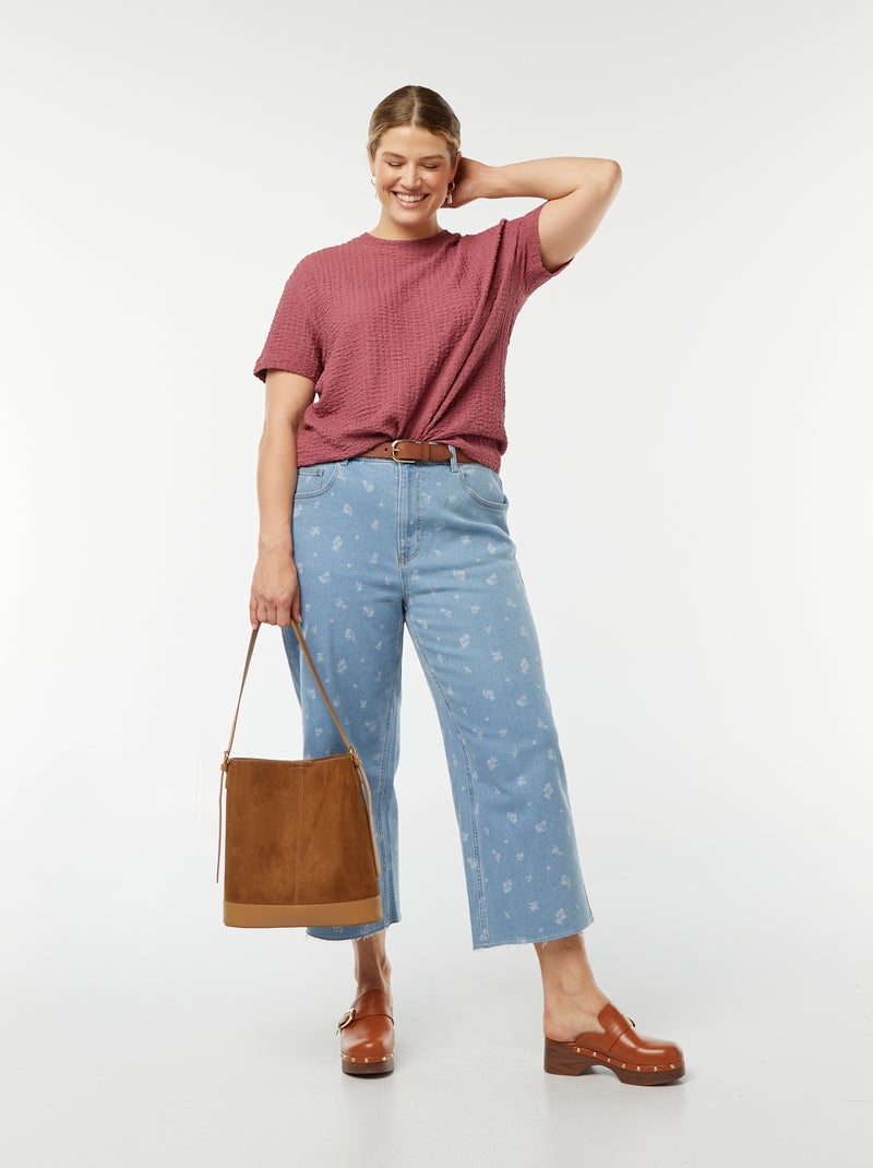 Wijd T-shirt van wafeltricot Rose - Kiabi