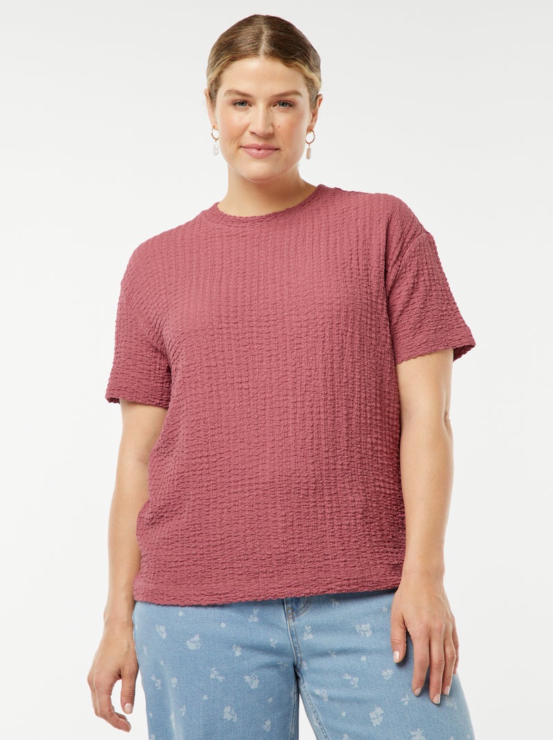 Wijd T-shirt van wafeltricot Rose - Kiabi