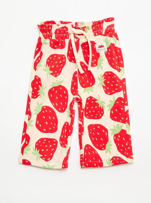 Wijd uitlopende broek met motief - Kiabi