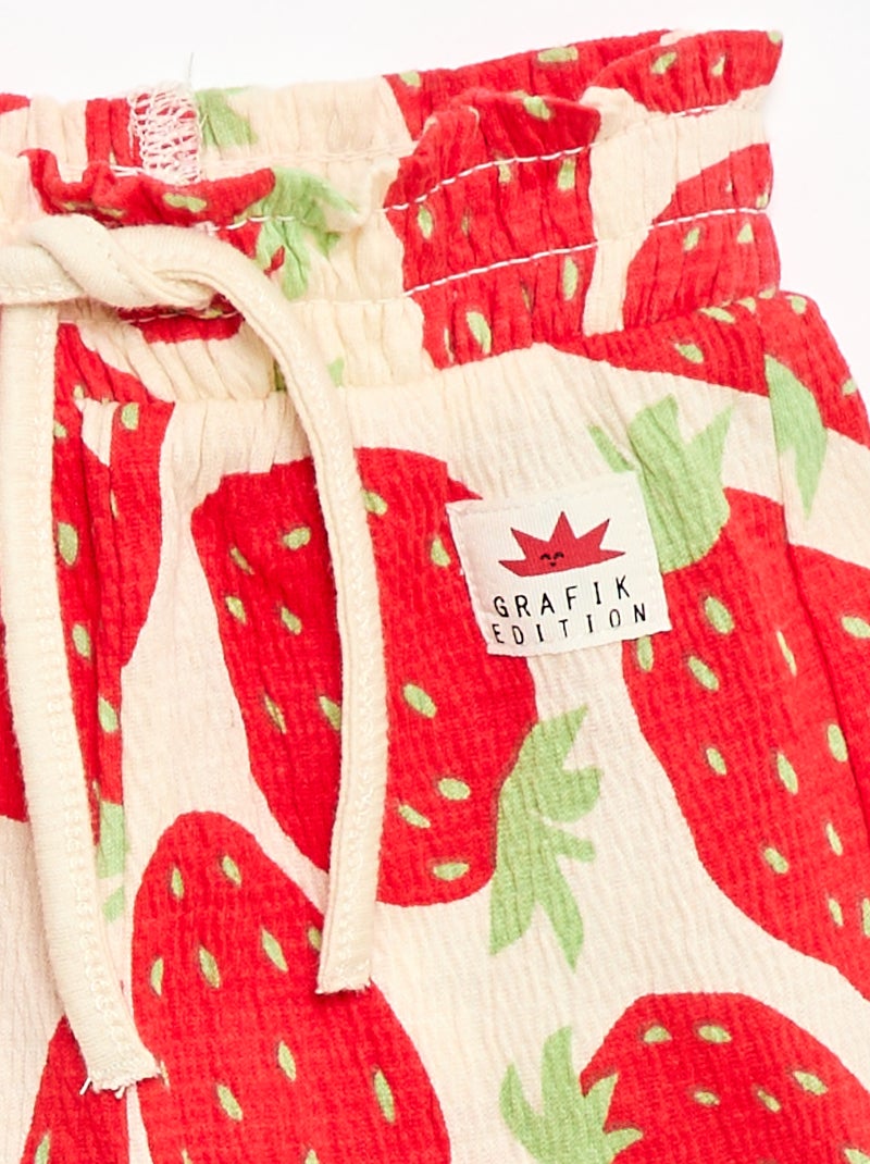 Wijd uitlopende broek met motief Rood - Kiabi