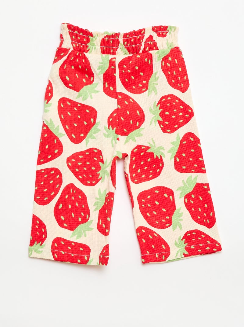 Wijd uitlopende broek met motief Rood - Kiabi