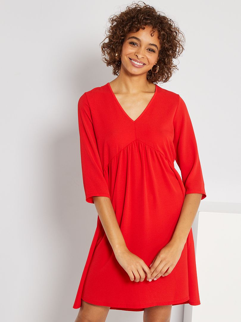 Wijd uitlopende jurk rood - Kiabi