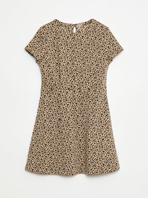 Wijd uitlopende jurk van milanotricot met korte mouwen - Kiabi