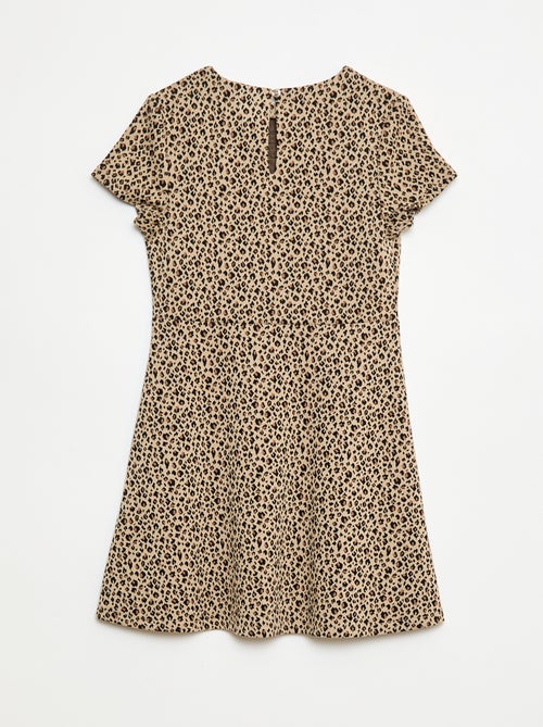 Wijd uitlopende jurk van milanotricot met korte mouwen - Kiabi