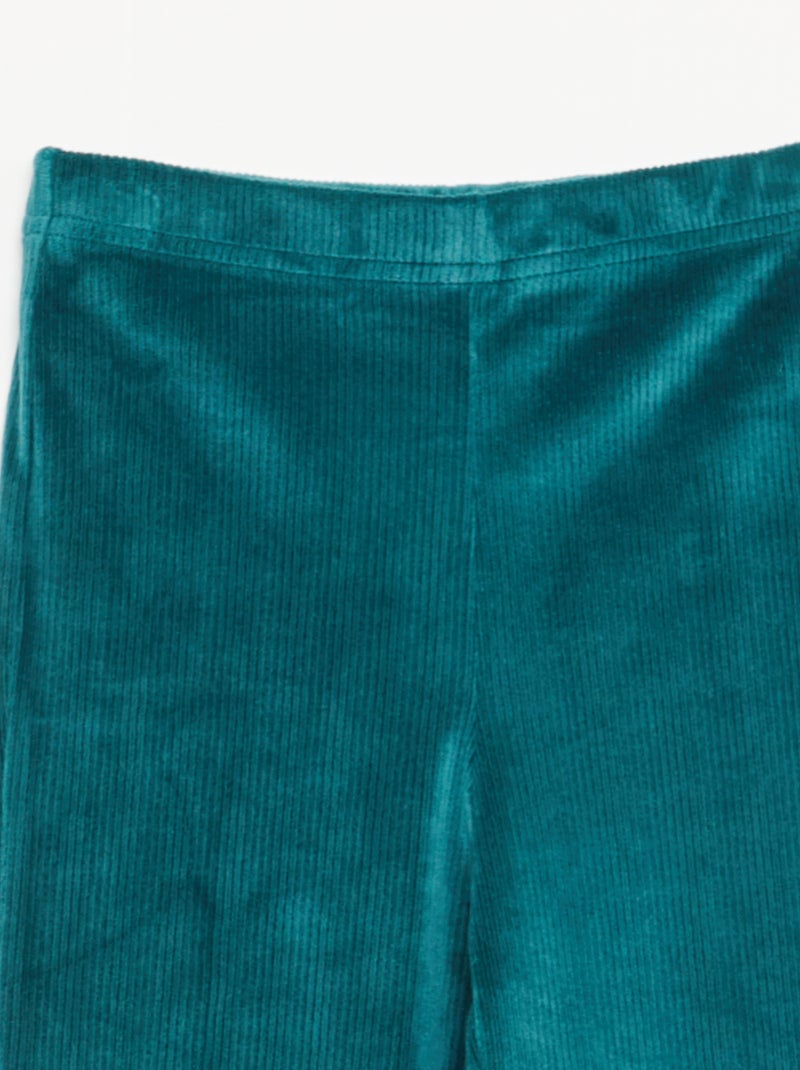 Wijd uitlopende legging van ribfluweel Groen - Kiabi