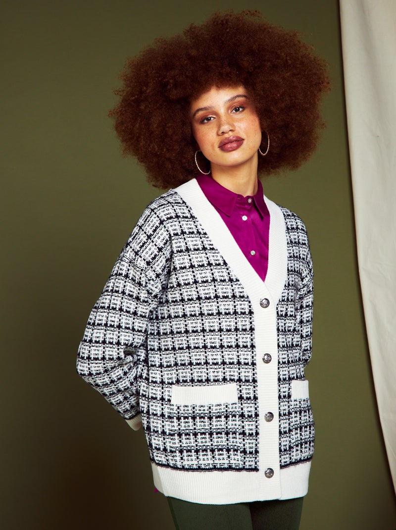 Wijd vest met V-hals WIT - Kiabi