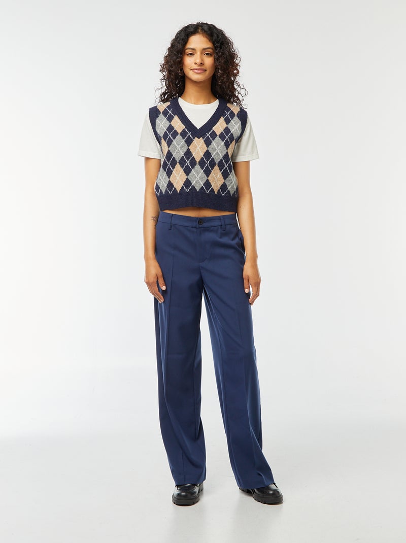 Wijde bandplooibroek Blauw - Kiabi