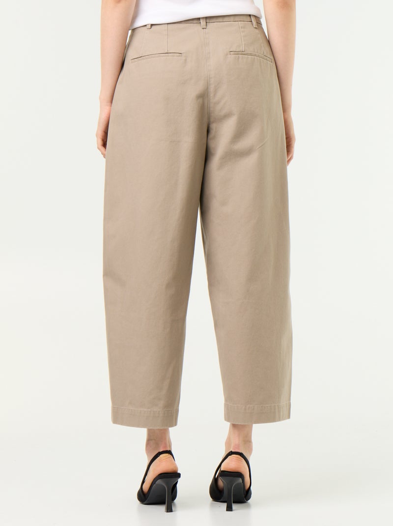 Wijde barrel-fit broek Taupe - Kiabi