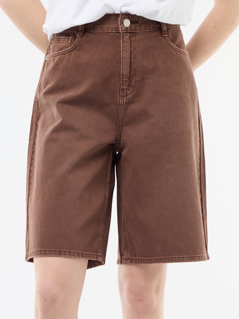 Wijde bermuda van twill Bruin - Kiabi