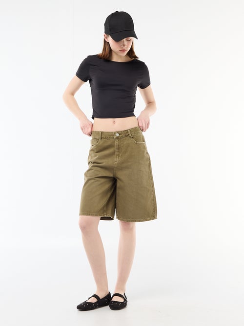 Wijde bermuda van twill - Kiabi