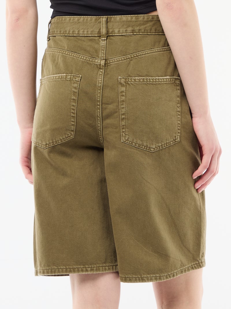 Wijde bermuda van twill Kaki - Kiabi