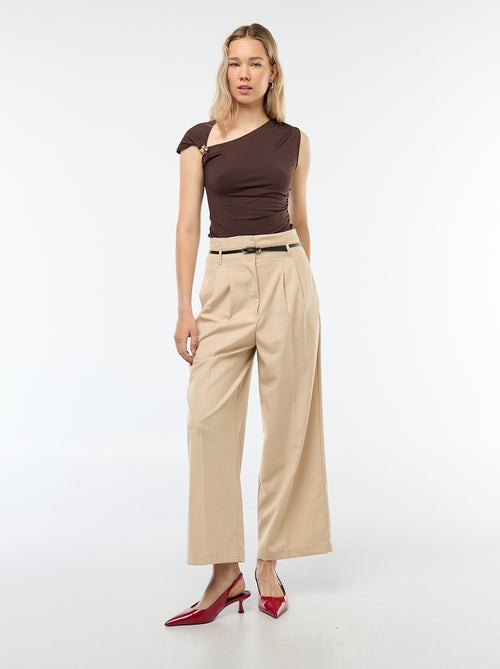 Wijde broek in een chique urban stijl met smalle ceintuur - Kiabi