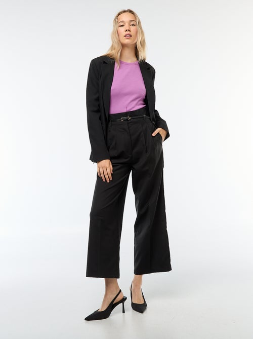 Wijde broek in een chique urban stijl met smalle ceintuur - Kiabi