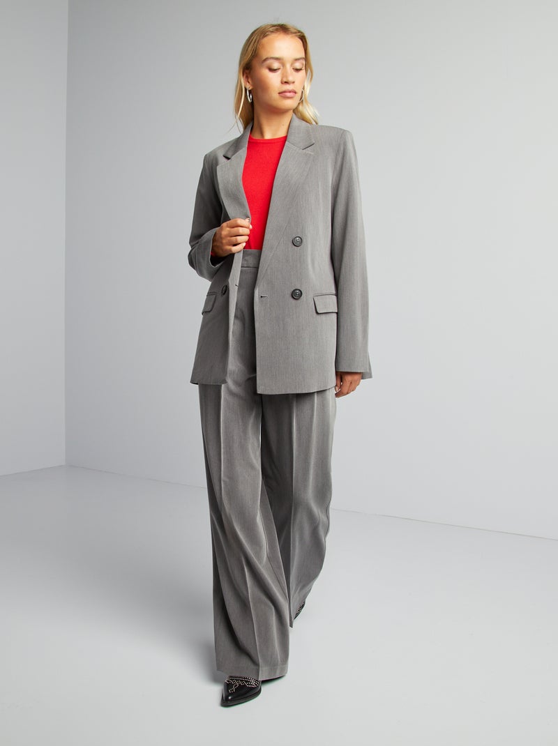 Wijde broek in gekleed model GRIJS - Kiabi