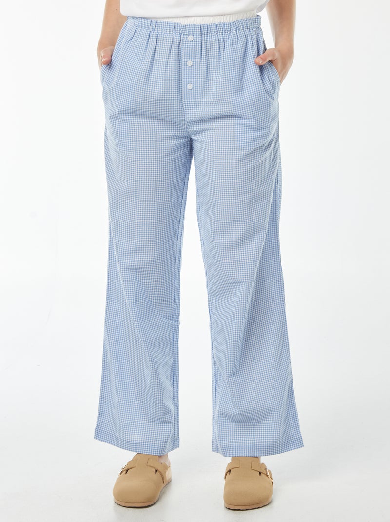 Wijde broek in pyjamastijl Blauw - Kiabi