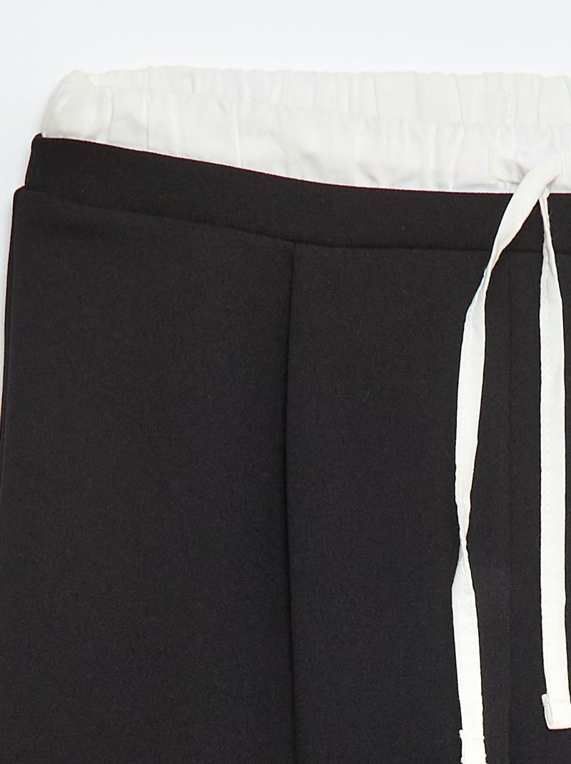 Wijde broek met 2-in-1 effect in boxershortstijl Zwart - Kiabi