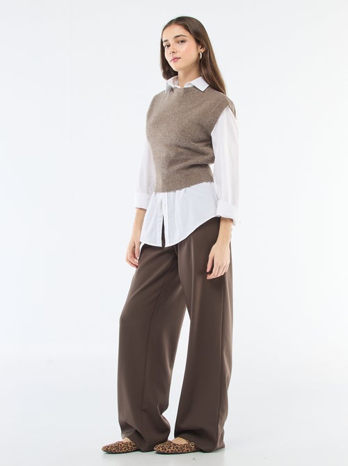 Wijde broek met asymmetrische opening - Kiabi