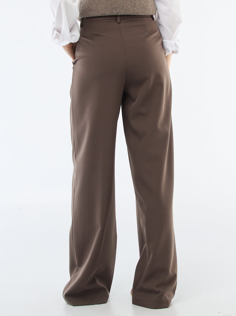 Wijde broek met asymmetrische opening Bruin - Kiabi