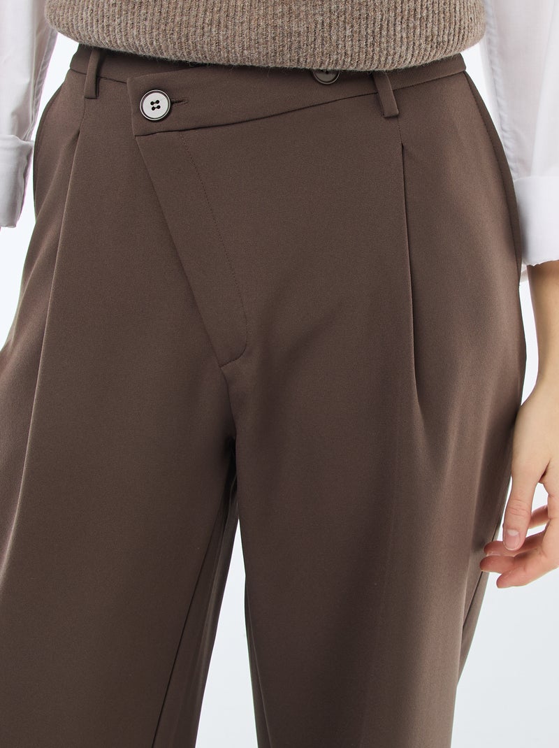 Wijde broek met asymmetrische opening Bruin - Kiabi