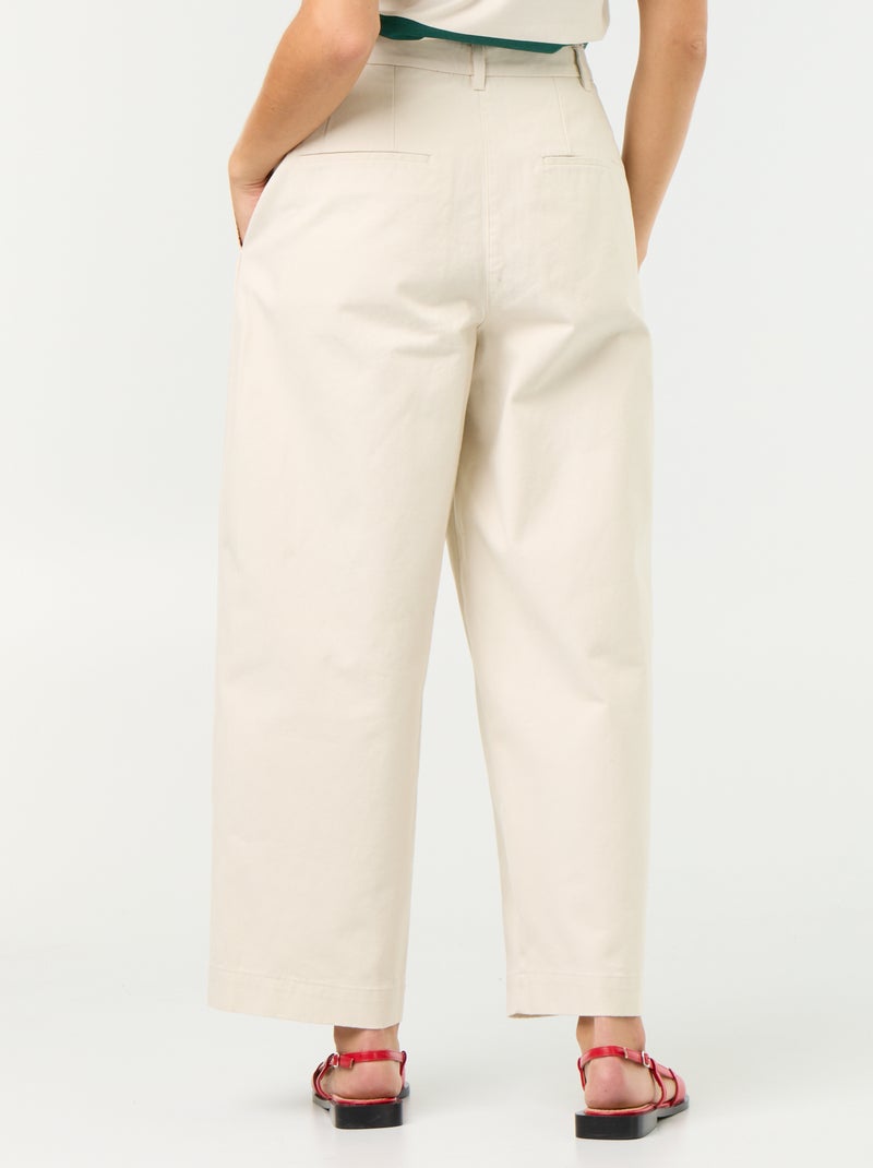 Wijde broek met barrel fit Biege - Kiabi