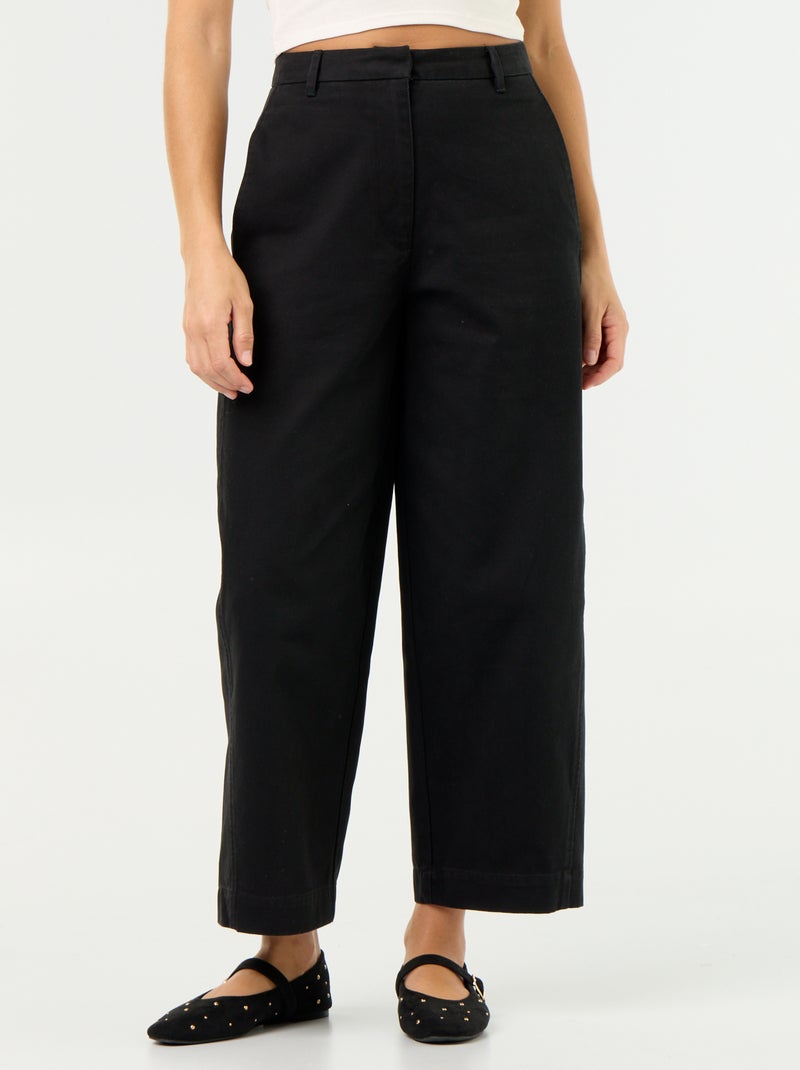 Wijde broek met barrel fit Zwart - Kiabi
