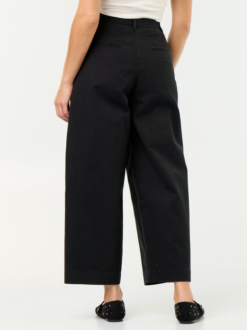 Wijde broek met barrel fit Zwart - Kiabi