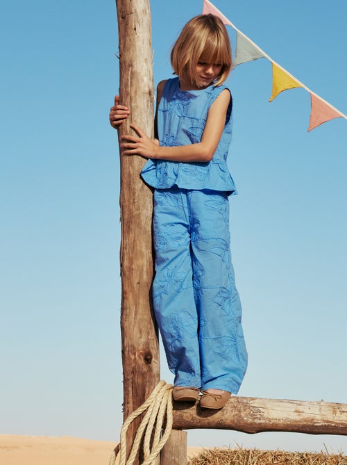Wijde broek met borduursels - Kiabi