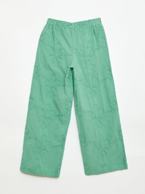 Wijde broek met borduursels - Kiabi