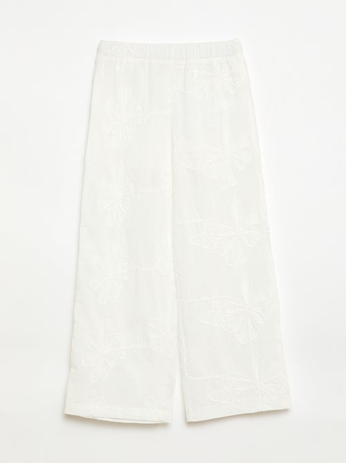 Wijde broek met borduursels - Kiabi