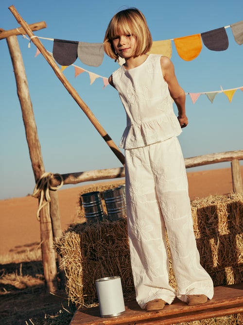 Wijde broek met borduursels - Kiabi