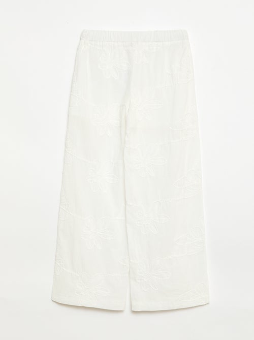 Wijde broek met borduursels - Kiabi