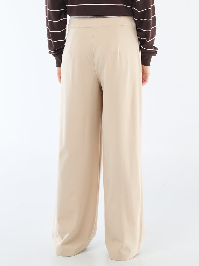Wijde broek met boxer tailleband Biege - Kiabi