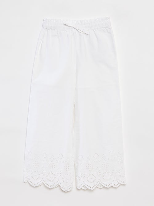 Wijde broek met broderie anglaise - Kiabi
