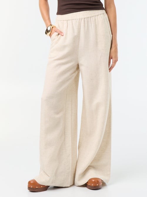 Wijde broek met elastische taille - Kiabi