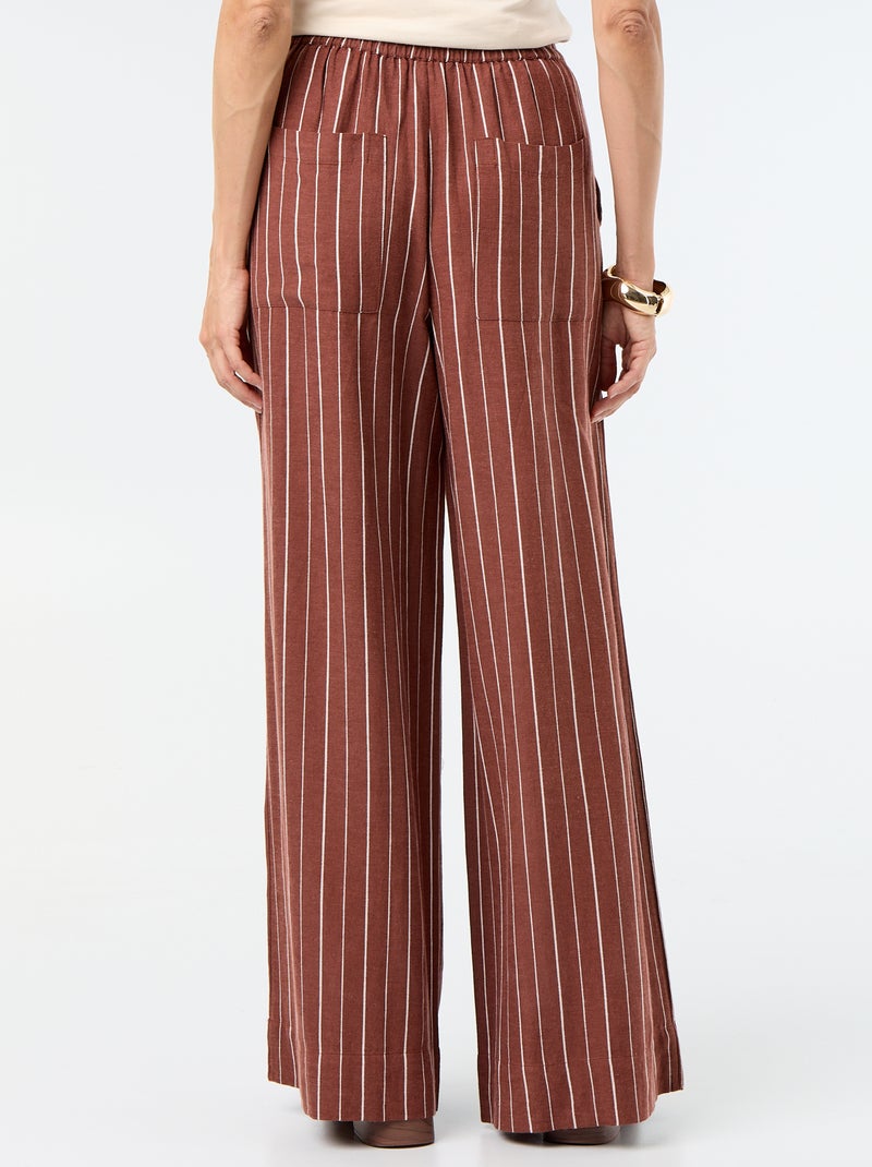 Wijde broek met elastische taille Bruin - Kiabi