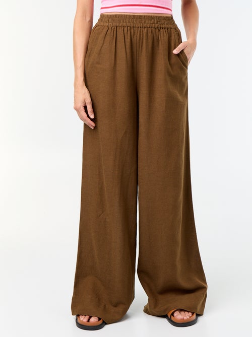 Wijde broek met elastische taille - Kiabi