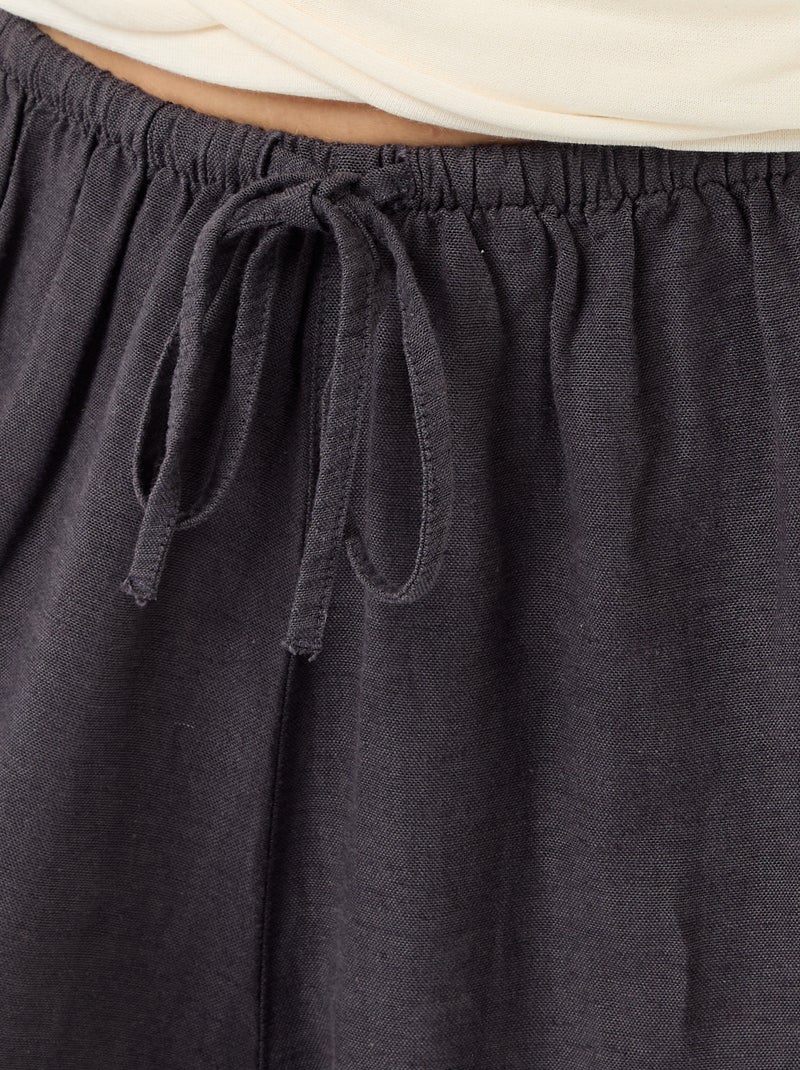 Wijde broek met elastische taille en aansnoerbare onderkant Grijs - Kiabi