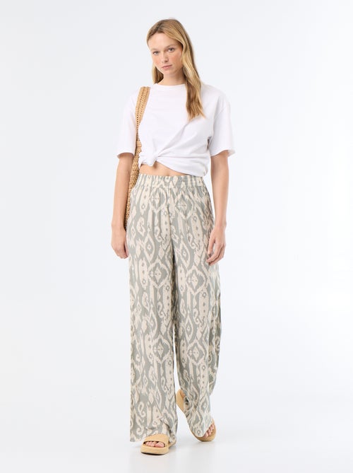 Wijde broek met elastische taille - Kiabi