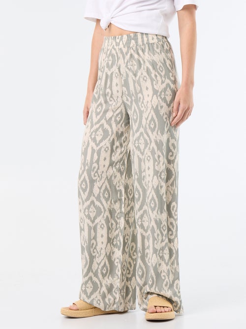 Wijde broek met elastische taille - Kiabi