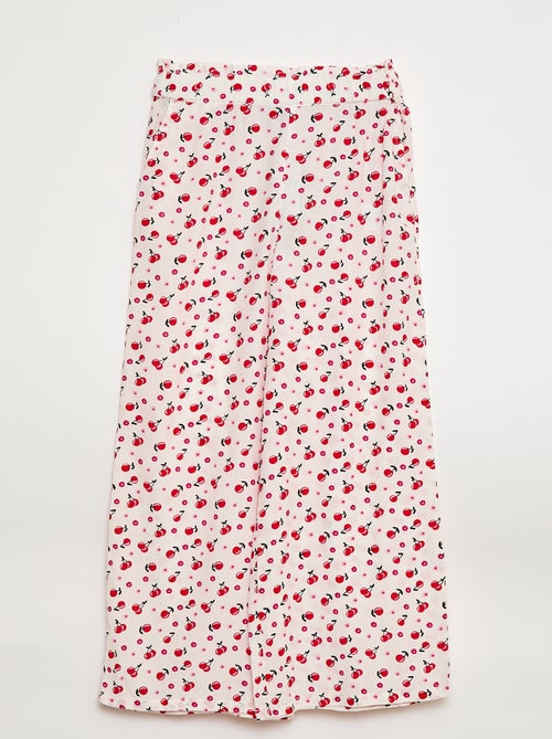 Wijde broek met elastische tailleband en motiefjes - Kiabi