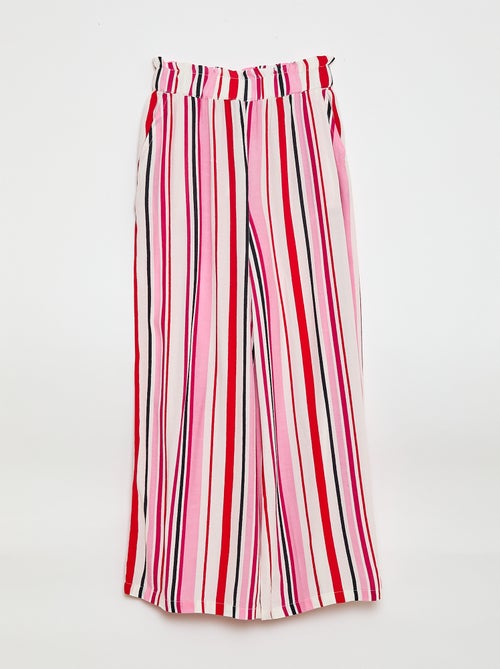 Wijde broek met elastische tailleband en motiefjes - Kiabi