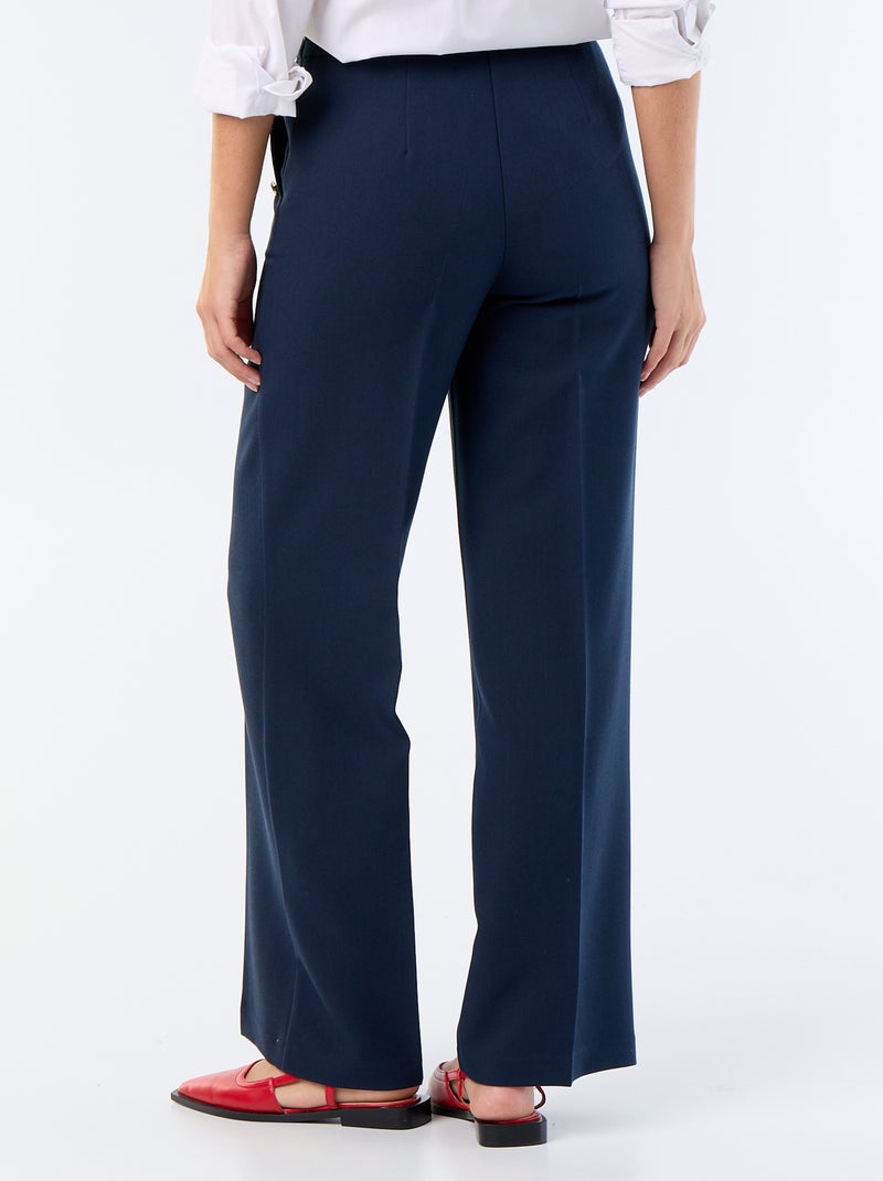 Wijde broek met fantasie goudkleurige knopen op de zakken Blauw - Kiabi