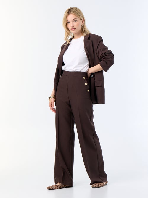 Wijde broek met fantasie goudkleurige knopen op de zakken - Kiabi